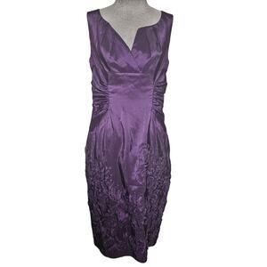 Adrianna Papell Rich Purple Sleeveless Midi Dress